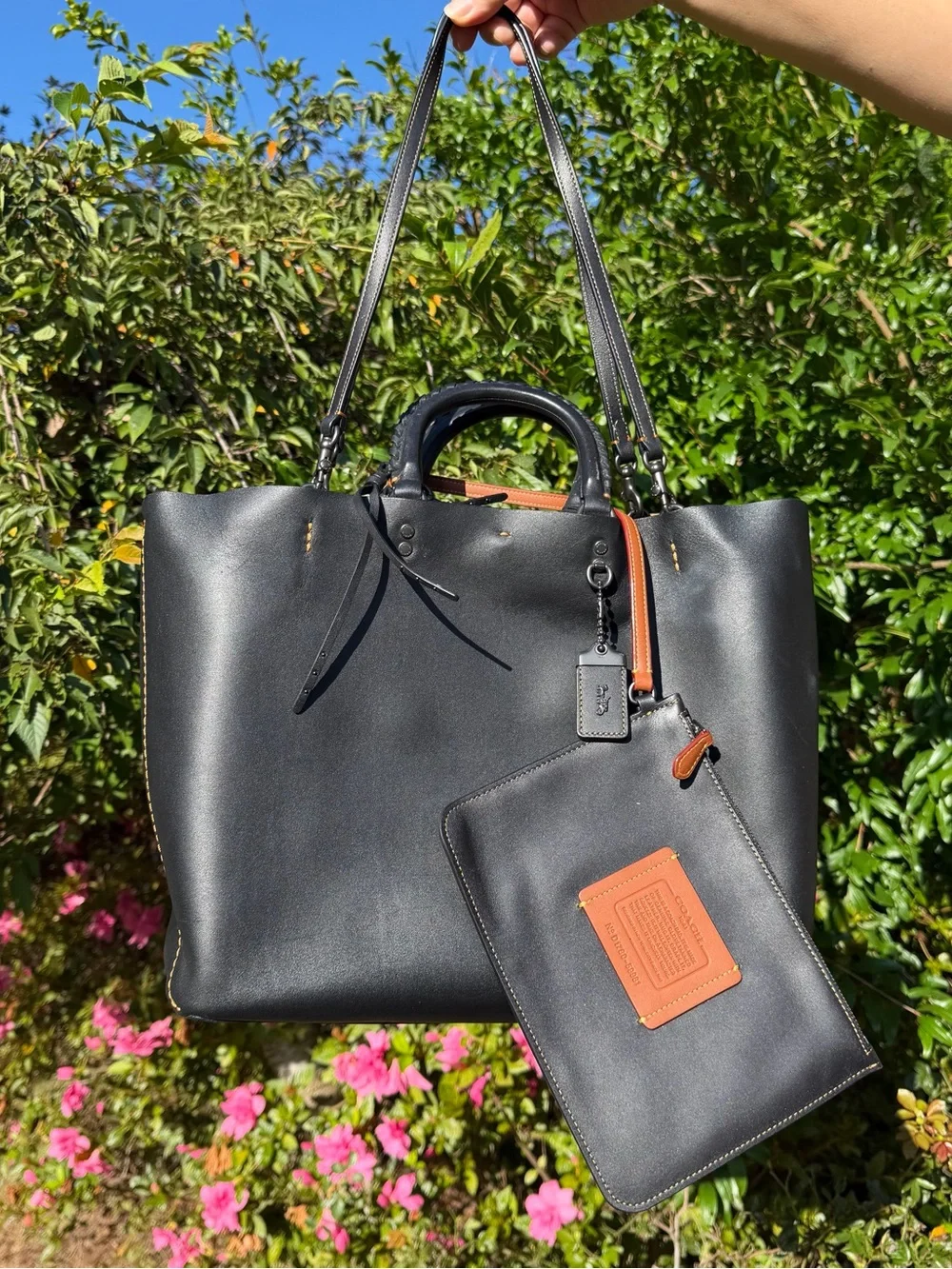 Coach 1941 Rogue Tote With Whipstitch Handle 59981 Black Glove Calf Leather